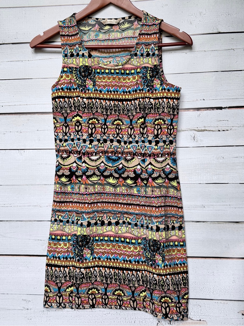 Sleeveless Multicolor Patterned Mini Dress